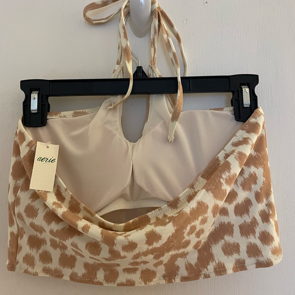 Aerie Leopard Print Longline Halter Bikini Top - Picture 4 of 7